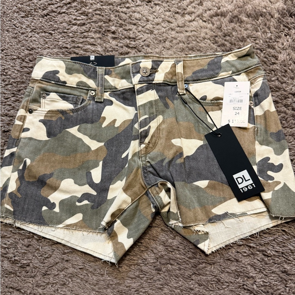 DL1961 Camo Print Denim Shorts